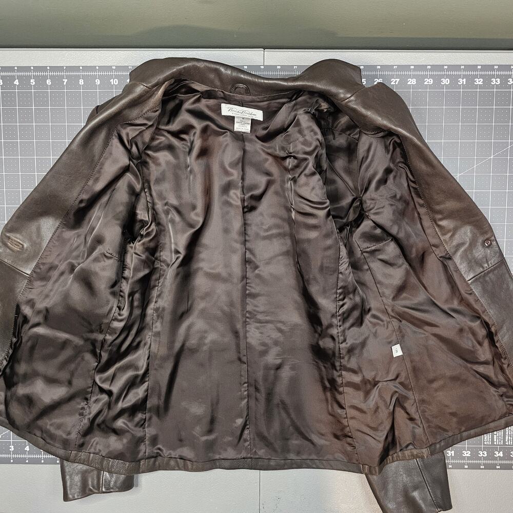 Brooks Brother Leather Jacket Womens 10 Medium Brown Blazer Preppy Business Work - Picture 5 of 16